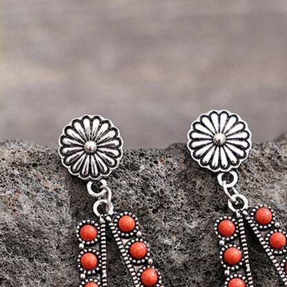 Alloy Beaded Teardrop Earrings