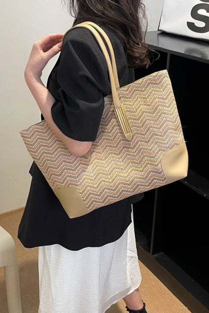 Chevron Straw Tote Bag