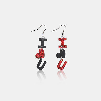 PU Leather Iron Hook Dangle Earrings