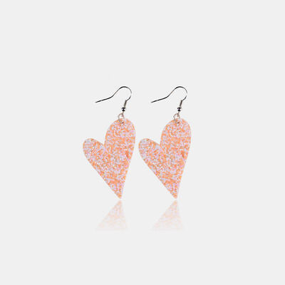 PU Leather Iron Hook Sequin Heart Earrings