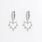 925 Sterling Silver Inlaid Zircon Heart Dangle Earrings