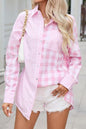 Pocketed Plaid Dropped Shoulder Shirt